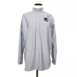 Polo Ralph Lauren Boyfriend Fit Button Down Shirt BlueWhite Striped PRL Logo M